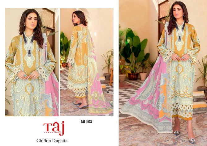 537 And 538 Taj Embroidery Patch Cotton Pakistani Suits Wholesale Price In Surat
